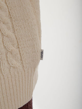 Men's Aran Rope Embroidery Logo Cardigan