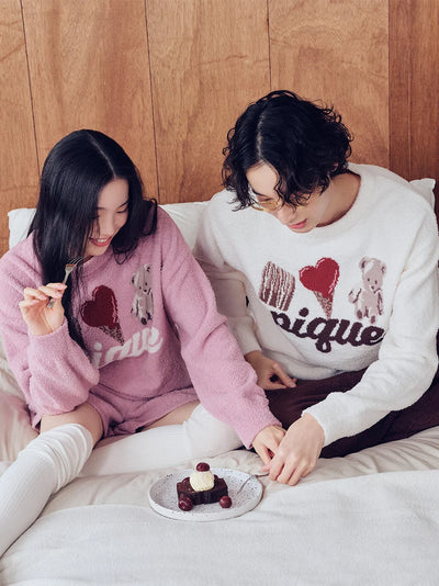 Men's Baby Moco Bear Ice Cream One-point Jacquard Pullover gelato pique