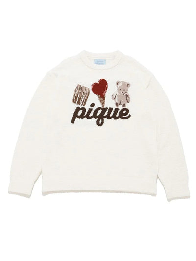 Men's Baby Moco Bear Ice Cream One-point Jacquard Pullover gelato pique