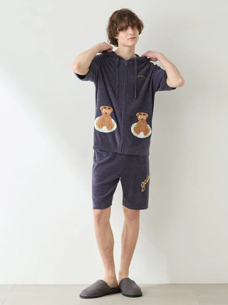 Men's Summer Bear Jacquard Short-sleeved Hoodie