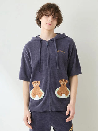 Men's Summer Bear Jacquard Short-sleeved Hoodie