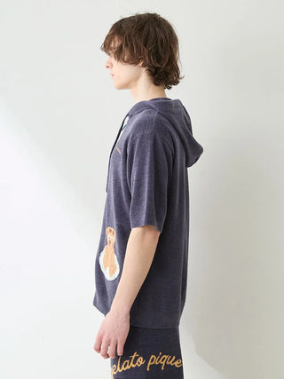 Men's Summer Bear Jacquard Short-sleeved Hoodie