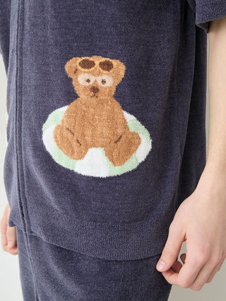 Men's Summer Bear Jacquard Short-sleeved Hoodie