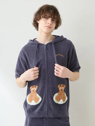 Men's Summer Bear Jacquard Short-sleeved Hoodie