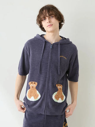 Men's Summer Bear Jacquard Short-sleeved Hoodie