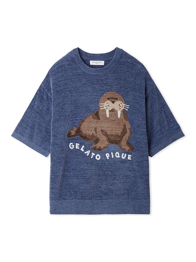 Men's Cool Smoothie Lite Sea Animals Jacquard Pullover gelato pique