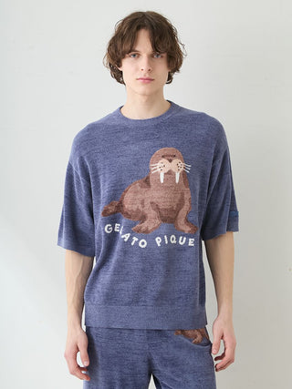 Men's Cool Smoothie Lite Sea Animals Jacquard Pullover