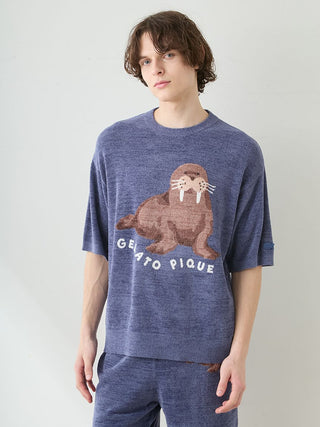 Men's Cool Smoothie Lite Sea Animals Jacquard Pullover