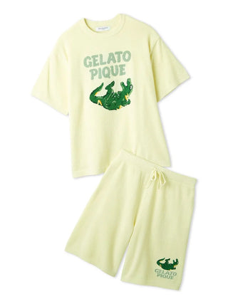 Men's Airy Moco Sleeping Dinosaur Jacquard Pullover & Shorts Set