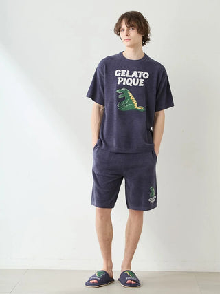 Men's Airy Moco Sleeping Dinosaur Jacquard Pullover & Shorts Set