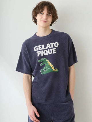 Men's Airy Moco Sleeping Dinosaur Jacquard Pullover & Shorts Set