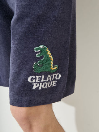 Men's Airy Moco Sleeping Dinosaur Jacquard Pullover & Shorts Set