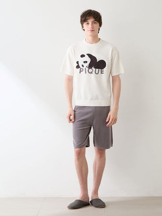 Men's Airy Moco Sleeping Panda Jacquard Pullover & Shorts Set