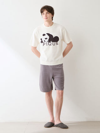 Men's Airy Moco Sleeping Panda Jacquard Pullover & Shorts Set