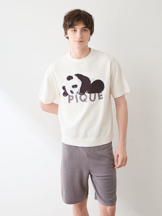 Men's Airy Moco Sleeping Panda Jacquard Pullover & Shorts Set