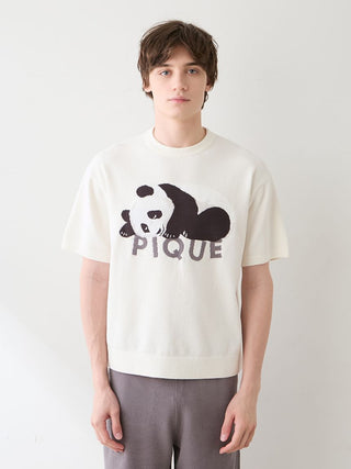 Men's Airy Moco Sleeping Panda Jacquard Pullover & Shorts Set