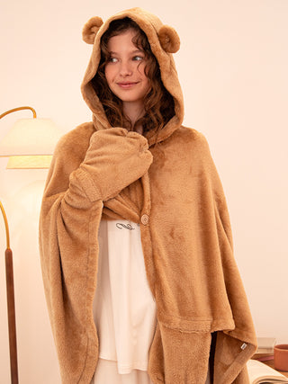 Bear 2-way Wearable Blanket in BROWN, Cozy Blanket for Home Lounging | Loungewear Blanket at Gelato Pique USA. 