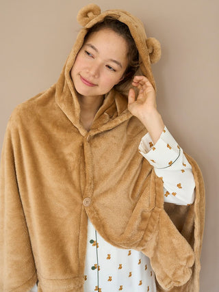 Bear 2-way Wearable Blanket in BROWN, Cozy Blanket for Home Lounging | Loungewear Blanket at Gelato Pique USA. 