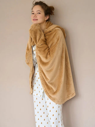 Bear 2-way Wearable Blanket in BROWN, Cozy Blanket for Home Lounging | Loungewear Blanket at Gelato Pique USA. 