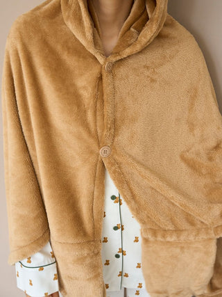 Bear 2-way Wearable Blanket in BROWN, Cozy Blanket for Home Lounging | Loungewear Blanket at Gelato Pique USA. 