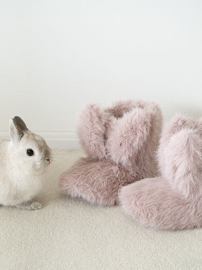 Rabbit Faux Fur Slipper Boots gelato pique