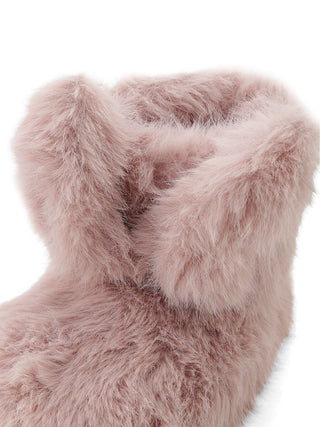 Rabbit Faux Fur Slipper Boots in Pink, Women's Lounge Room Slippers, Bedroom Slippers, Indoor Slippers at Gelato Pique USA