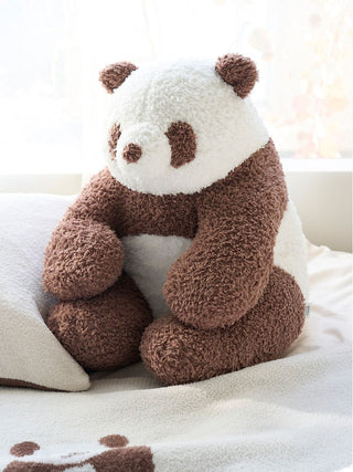 Cute brown and white Panda Nap Cushion with fluffy texture by Gelato Pique USA, ideal for premium loungewear and sleepwear relaxation.