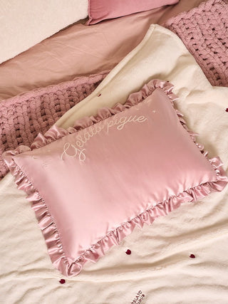 [Sleep] Satin Embroidery Pillow Case With Gift Package