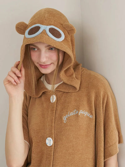[Sleep] Airy Moco Summer Bear Bath Poncho gelato pique