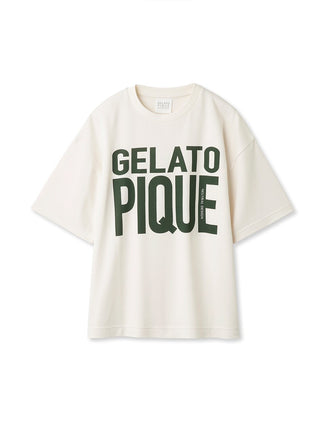 Gelato Pique Big Logo Unisex Oversized Loungewear Tops in Ivory, Women's Pullover Sweaters at Gelato Pique USA