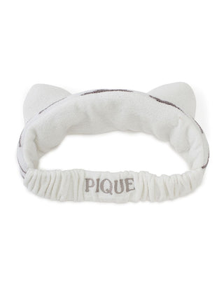 White Tiger Headband with ears by Gelato Pique USA, featuring a jacquard tiger pattern. Premium loungewear and sleepwear accessory.