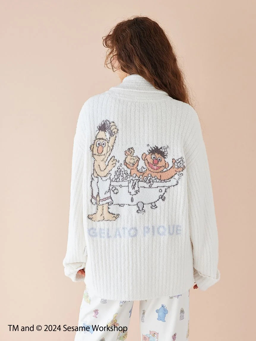 SESAME STREET】【UNISEX】 Powder Motif Jacquard Shawl Cardigan SESAME STREET】【UNISEX】 Powder Motif Jacquard Shawl Cardigan
