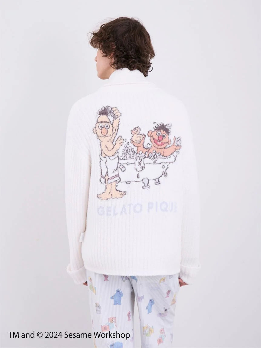 SESAME STREET】【UNISEX】 Powder Motif Jacquard Shawl Cardigan SESAME STREET】【UNISEX】 Powder Motif Jacquard Shawl Cardigan