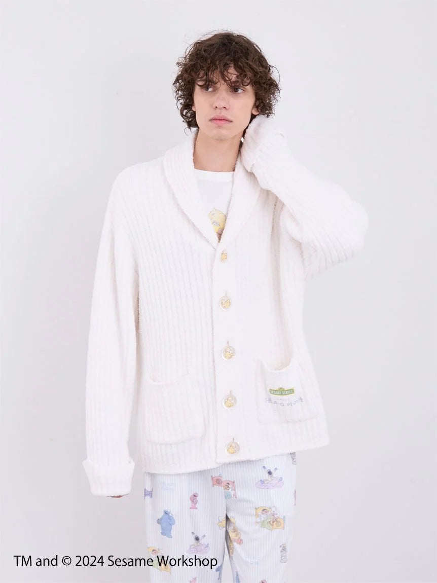 SESAME STREET】【UNISEX】 Powder Motif Jacquard Shawl Cardigan SESAME STREET】【UNISEX】 Powder Motif Jacquard Shawl Cardigan