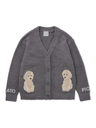 Toy Poodle Jacquard  Button-Up Cardigan in Gray, Comfy and Luxury Women's Loungewear Cardigan at Gelato Pique USA