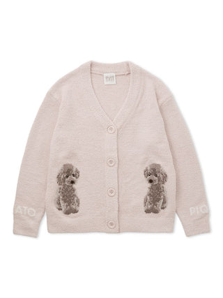 Toy Poodle Jacquard  Button-Up Cardigan in Pink, Comfy and Luxury Women's Loungewear Cardigan at Gelato Pique USA