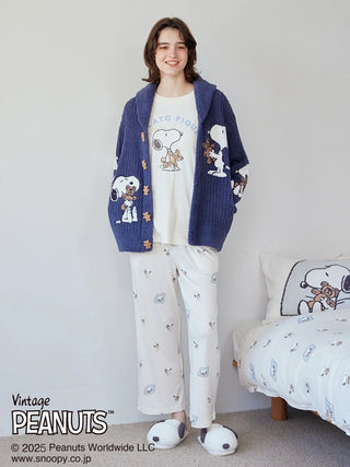 [PEANUTS] [UNISEX] SNOOPY×BEAR Jacquard Shawl Cardigan