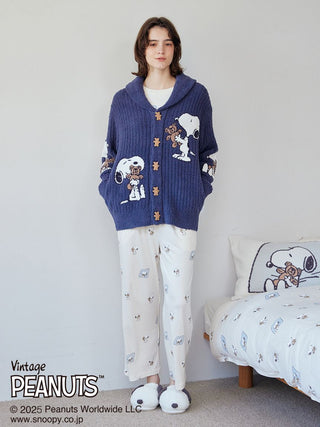 [PEANUTS] [UNISEX] SNOOPY×BEAR Jacquard Shawl Cardigan