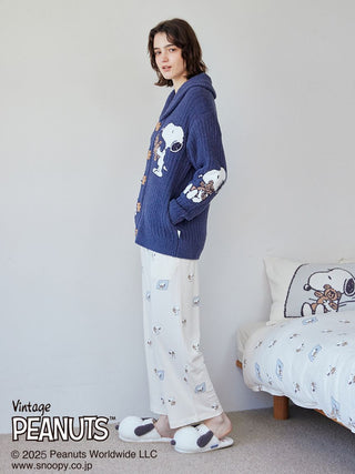 [PEANUTS] [UNISEX] SNOOPY×BEAR Jacquard Shawl Cardigan