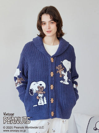 [PEANUTS] [UNISEX] SNOOPY×BEAR Jacquard Shawl Cardigan