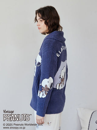 [PEANUTS] [UNISEX] SNOOPY×BEAR Jacquard Shawl Cardigan