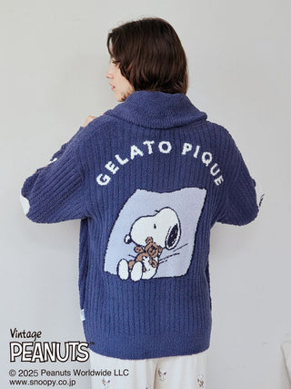 [PEANUTS] [UNISEX] SNOOPY×BEAR Jacquard Shawl Cardigan