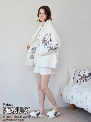 [PEANUTS] [UNISEX] SNOOPY×BEAR Jacquard Shawl Cardigan