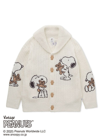 [PEANUTS] [UNISEX] SNOOPY×BEAR Jacquard Shawl Cardigan gelato pique