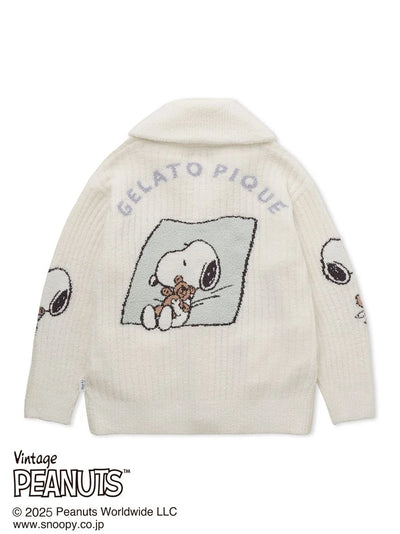 [PEANUTS] [UNISEX] SNOOPY×BEAR Jacquard Shawl Cardigan gelato pique