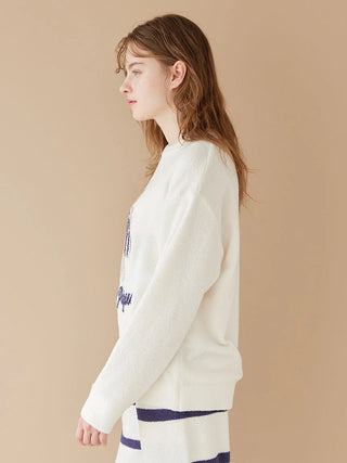 Unisex Airy Moco Playful Dog Jacquard Pullover & Long Pants Set