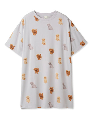 Toy poodle Pattern Pajama Dress- Women's Lounge Dresses & Jumpsuits at Gelato Pique USA