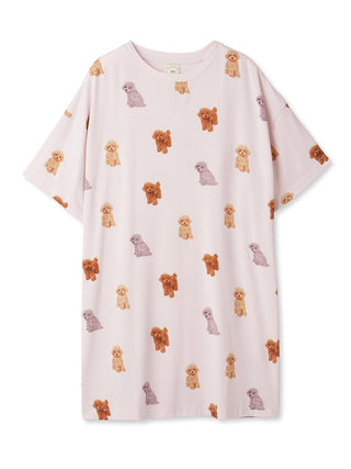 Toy poodle Pattern Pajama Dress- Women's Lounge Dresses & Jumpsuits at Gelato Pique USA