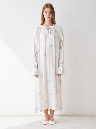 Motif 2 Long Sleeve Maxi Lounge Dress a Premium collection item of Loungewear and Long Sleeve Maxi Dress for Women at Gelato Pique USA.
