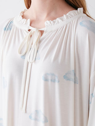 Motif 2 Long Sleeve Maxi Lounge Dress a Premium collection item of Loungewear and Long Sleeve Maxi Dress for Women at Gelato Pique USA.